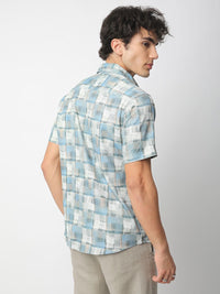VASTRADO Men Classic Spread Collar Geometric Printed Cotton Slim Fit Casual Shirt