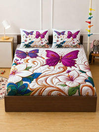 Myntra Elegant Homes Multicoloured Floral 400 TC King 7D Bedsheet with 2 Pillow Covers