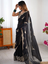 Saree mall Embellished Sequinned Organza Sarees