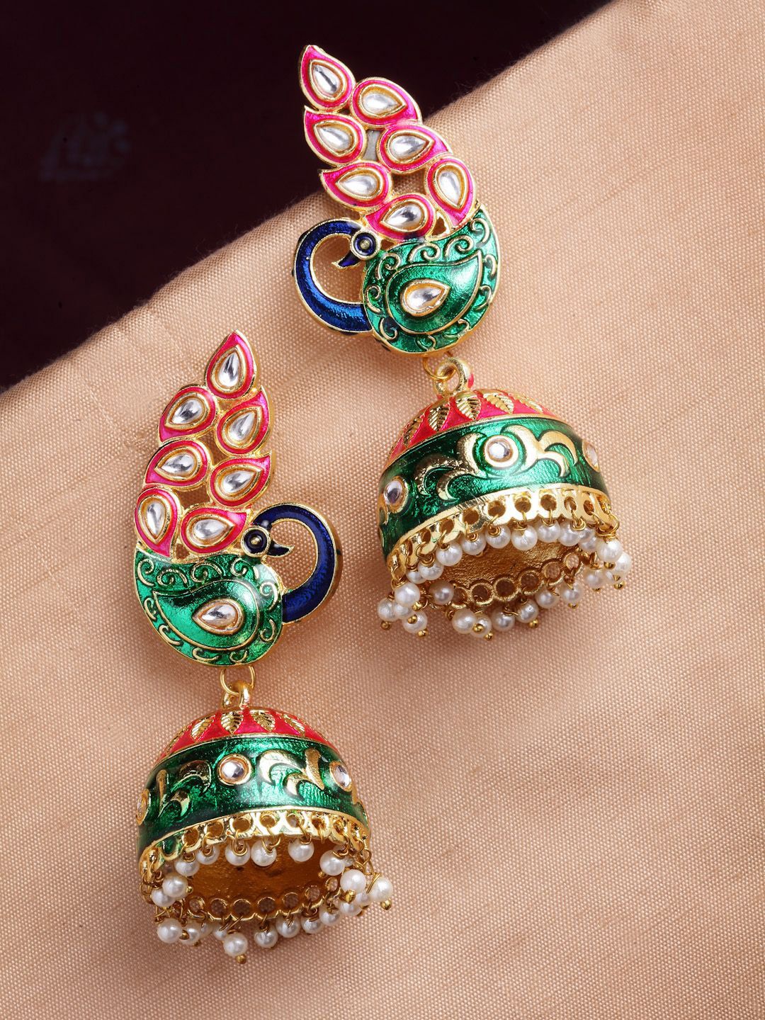 Anouk Peacock Shaped Jhumkas Earrings