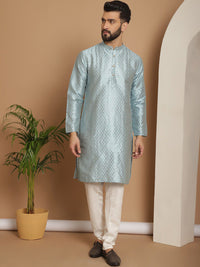 Kurta Sutera Jacquard Bersulam Anouk Dengan Jaket Churidar & Nehru