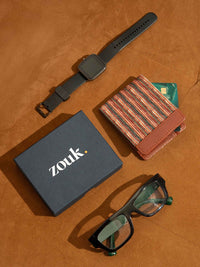 ZOUK Men Striped Leather Classic Sleek - Goan Waves Two Fold Wallet