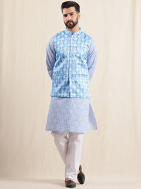 Anouk Men Geometric Printed Kurta with Pyjamas & Nehru Jacket