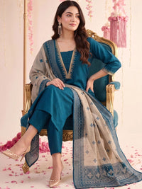 Mamicha Women Ethnic Motifs Thread Work Kurta with Trousers & With Dupatta