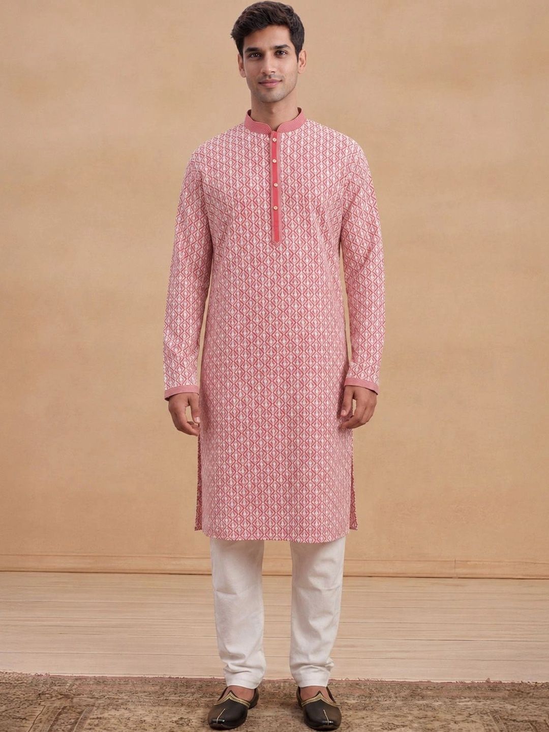House of Chikankari Men Embellished Chikankari Kurta