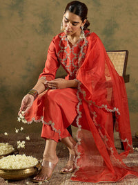 Indo Era Ethnic Motifs Embroidered Kurta With Trousers & Dupatta