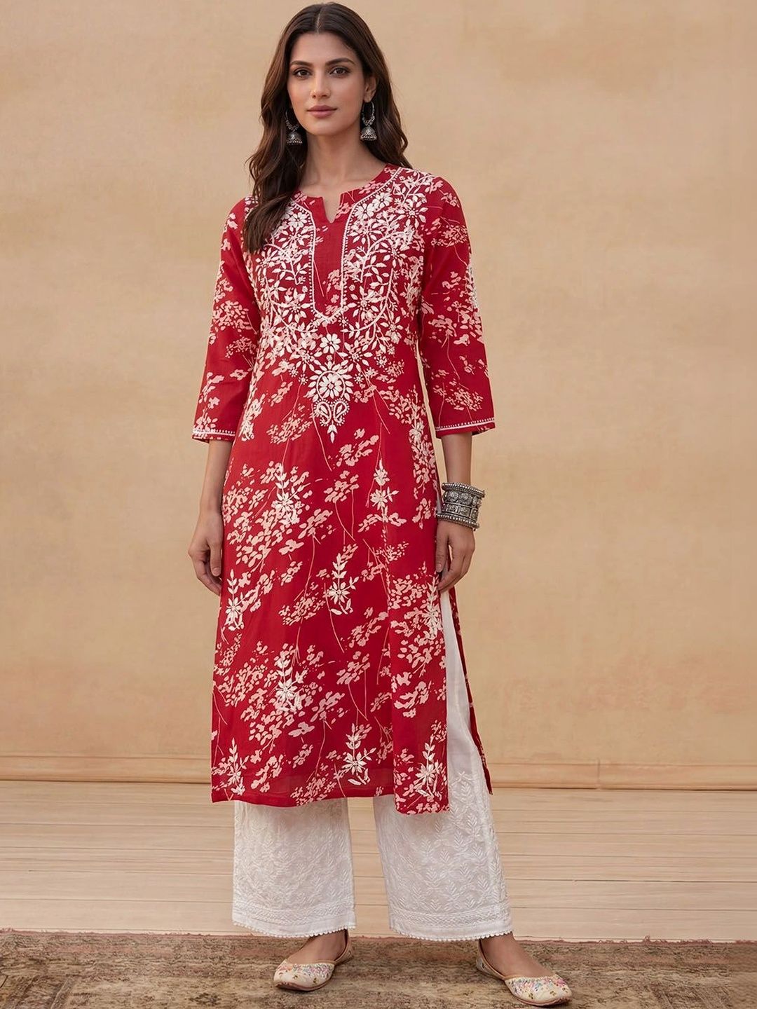 House of Chikankari Women Embellished Thread Work Kurta