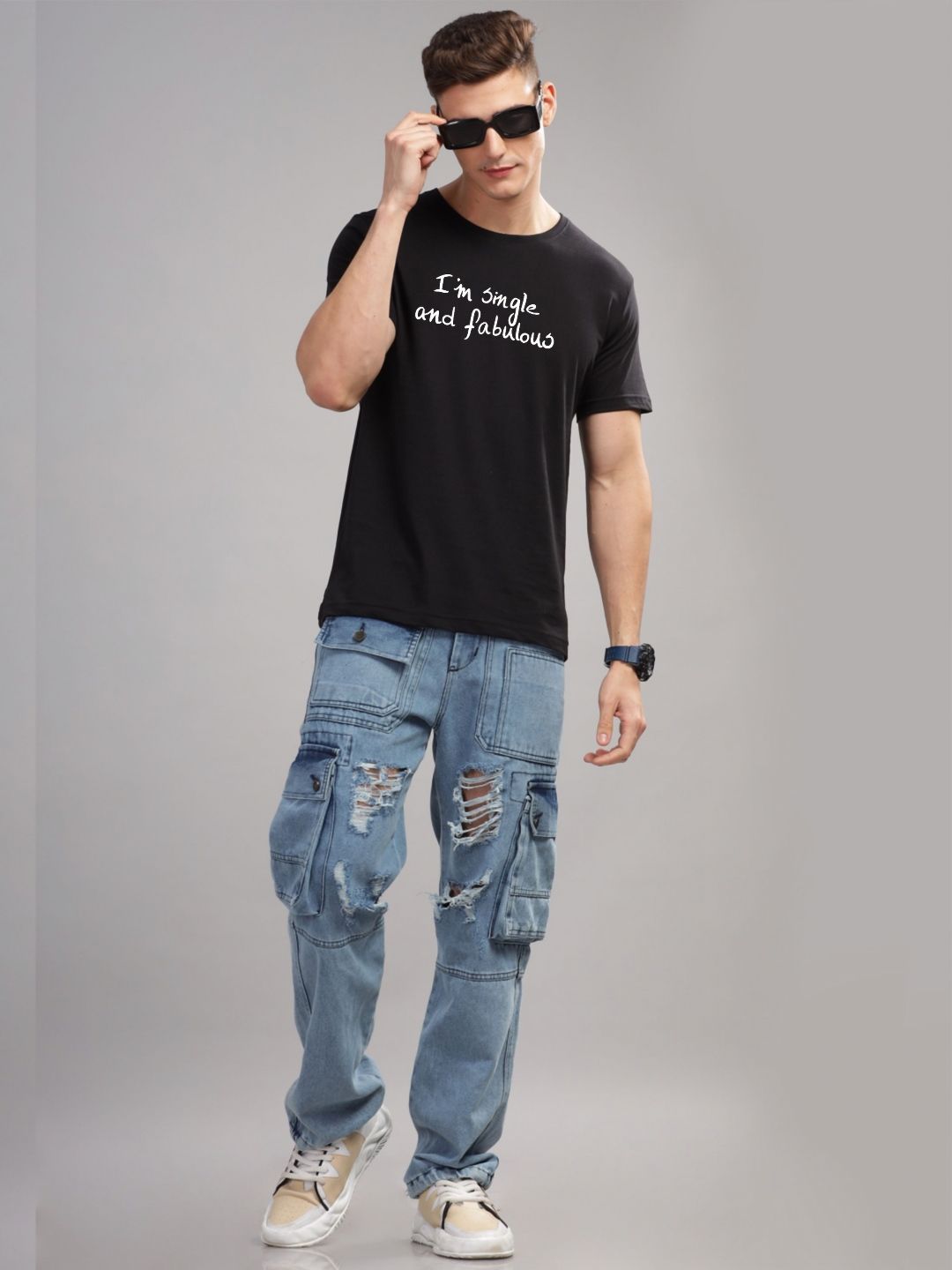ADRO Men Typography Printed Round Neck Cotton T-shirt
