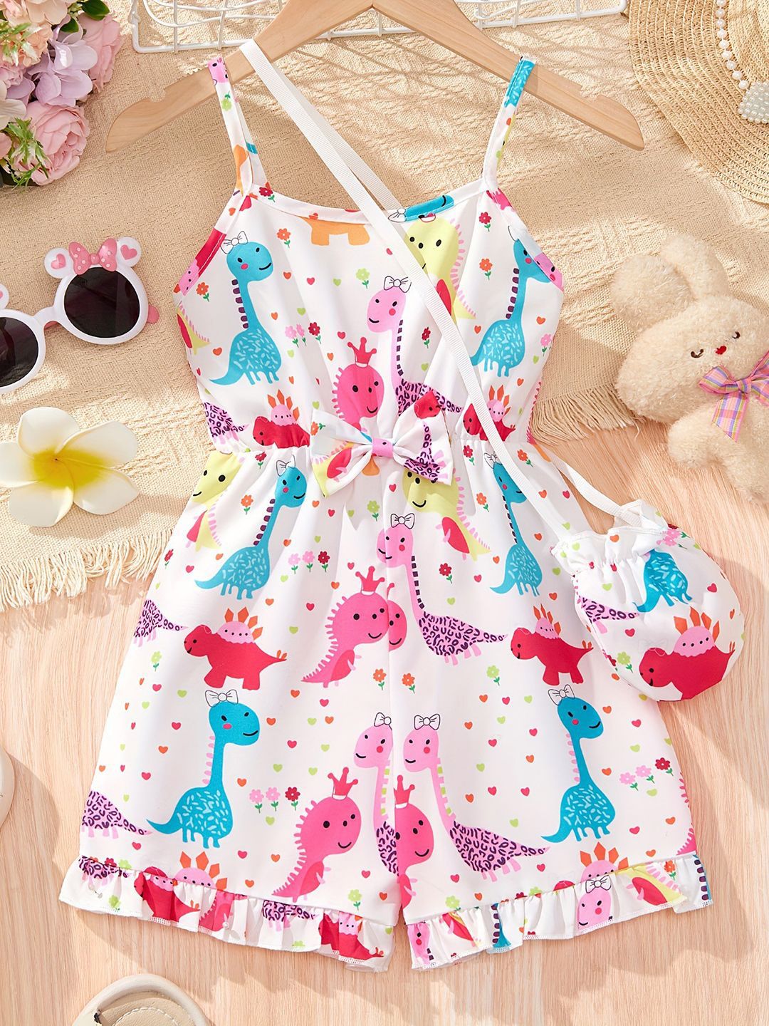 YK Girls Printed Basic Jumpsuit