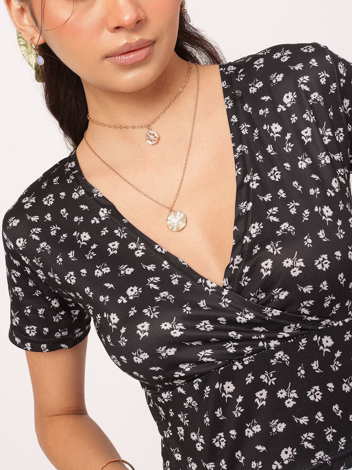 DressBerry Flower Child Essentials Printed Wrap Crop Top