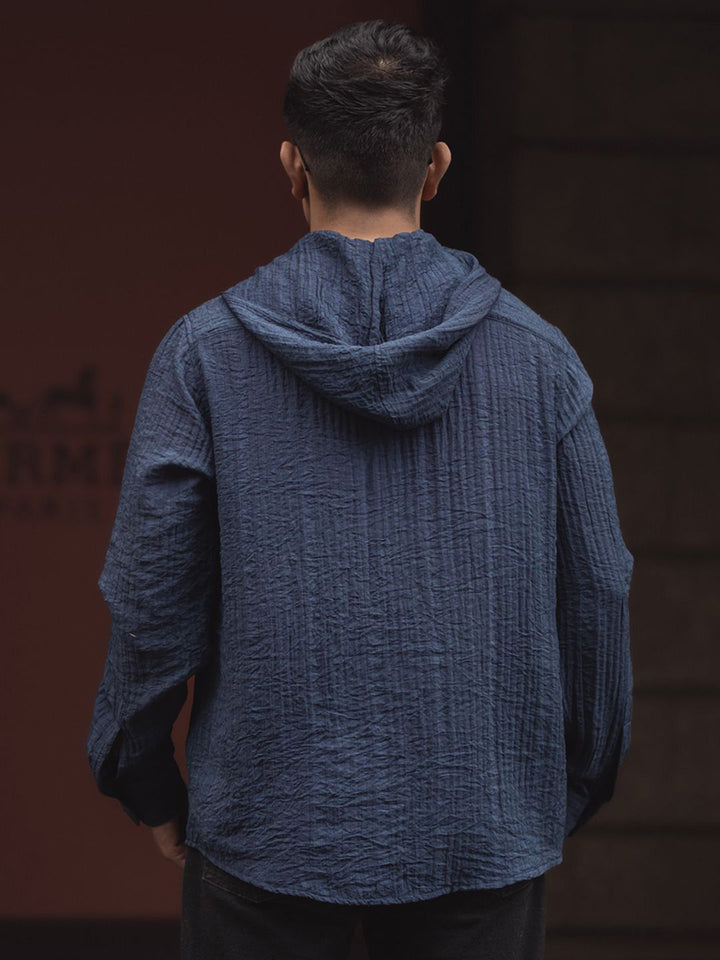 Powerlook Men Self Design Hood Relaxed Fit T-shirt