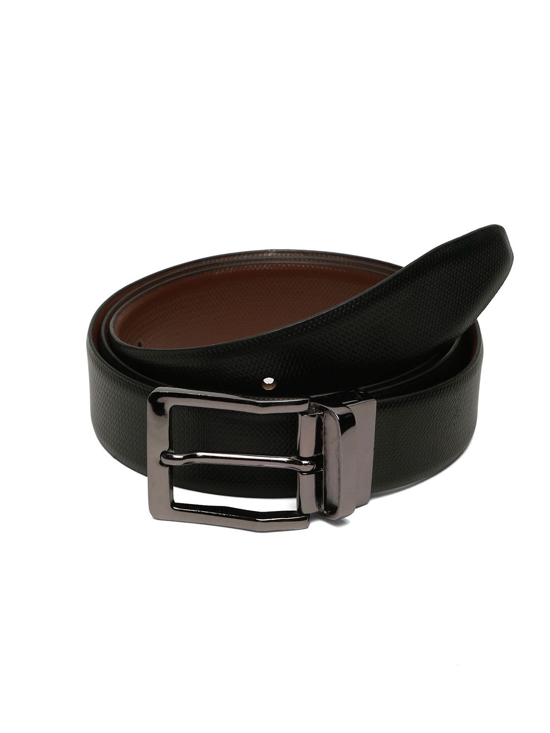 Teakwood Leathers Men Textured Leather Reversible Formal Belt