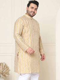 SOJANYA PLUS Motif Etnik Bersulam Benang Kolar Jalinan Kerja Kurta Lurus