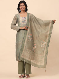 Mamicha Women Floral Printed Regular Beads and Stones Pure Cotton Kurti with Palazzos & With Dupatta