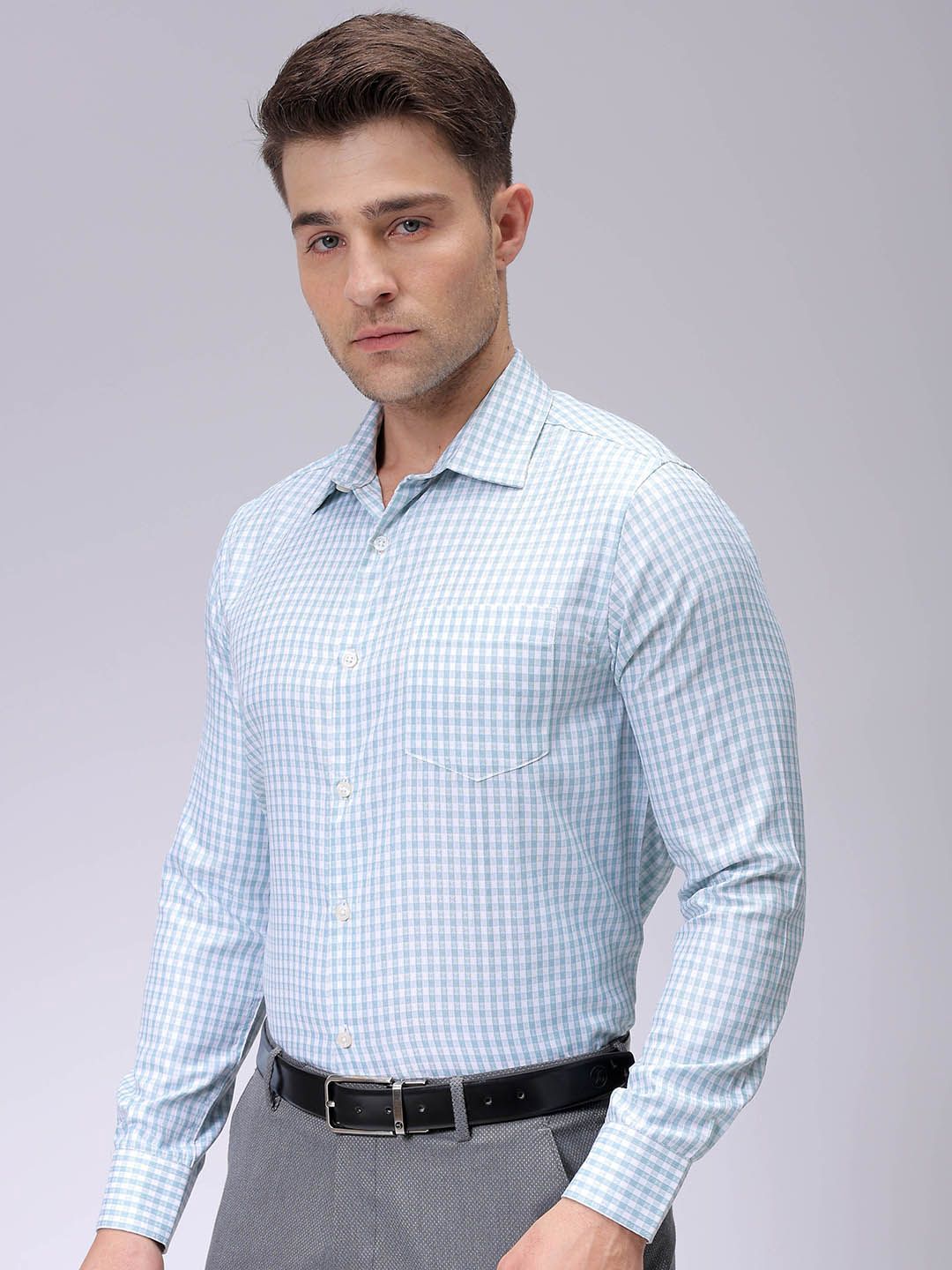 The Indian Garage Co. X Luxe Men Spread Collar Checked Cotton Slim Fit Formal Shirt