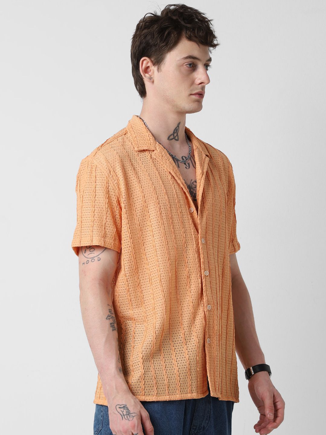 VASTRADO Men Classic Cuban Collar Solid Casual Shirt