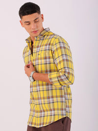 The Indian Garage Co Men Spread Collar Tartan Checks Checked Cotton Slim Fit Casual Shirt
