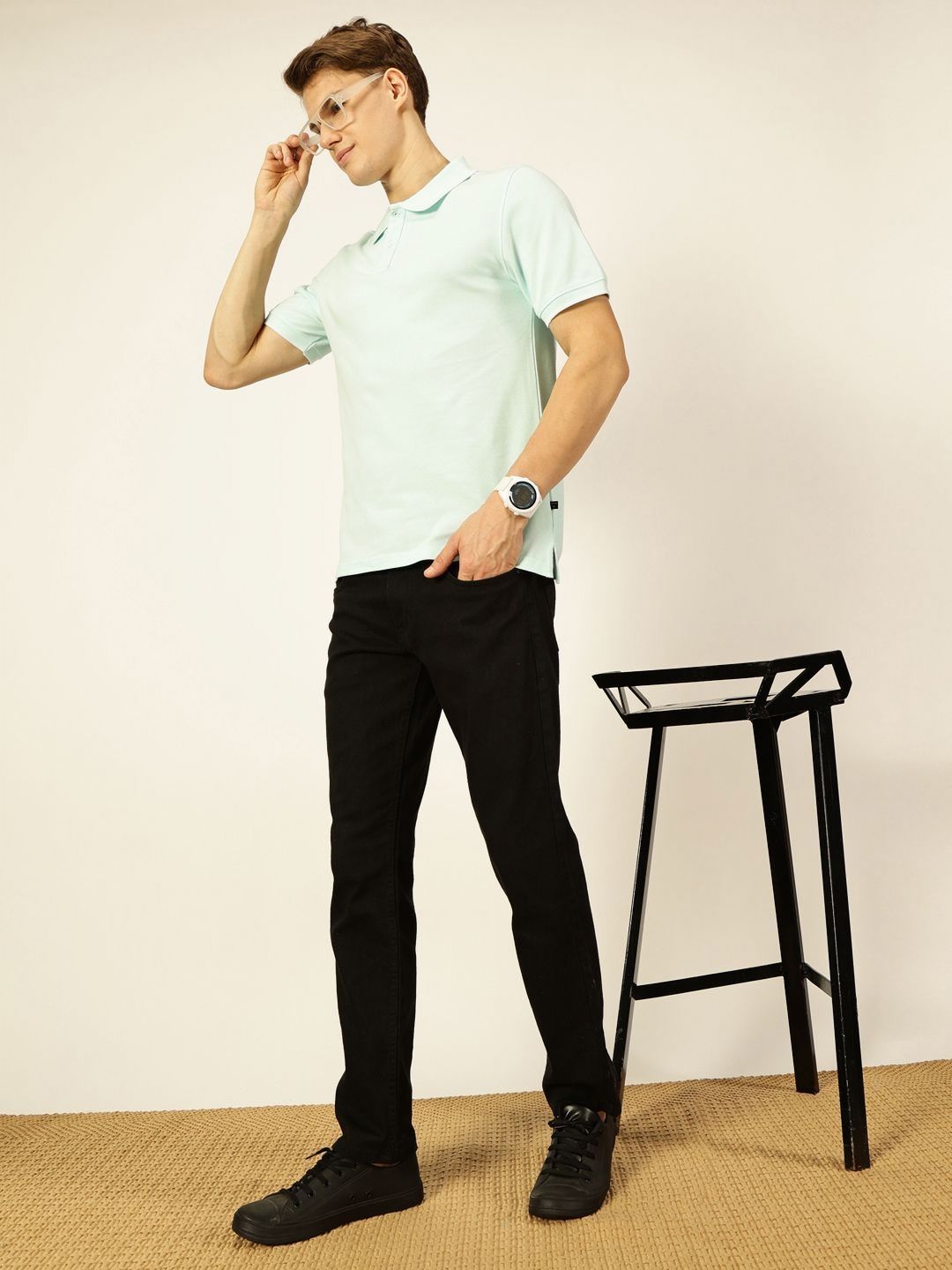 Thomas Scott Men Solid Polo Collar Cotton T-shirt