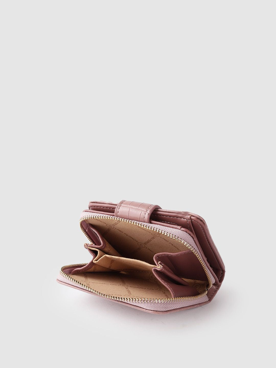 Lino Perros Women Dusty Pink Croc Textured Two Fold Wallet