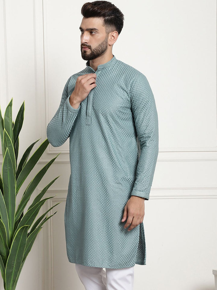 SOJANYA Rekaan Tenunan Kolar Mandarin Straight Cotton Kurta
