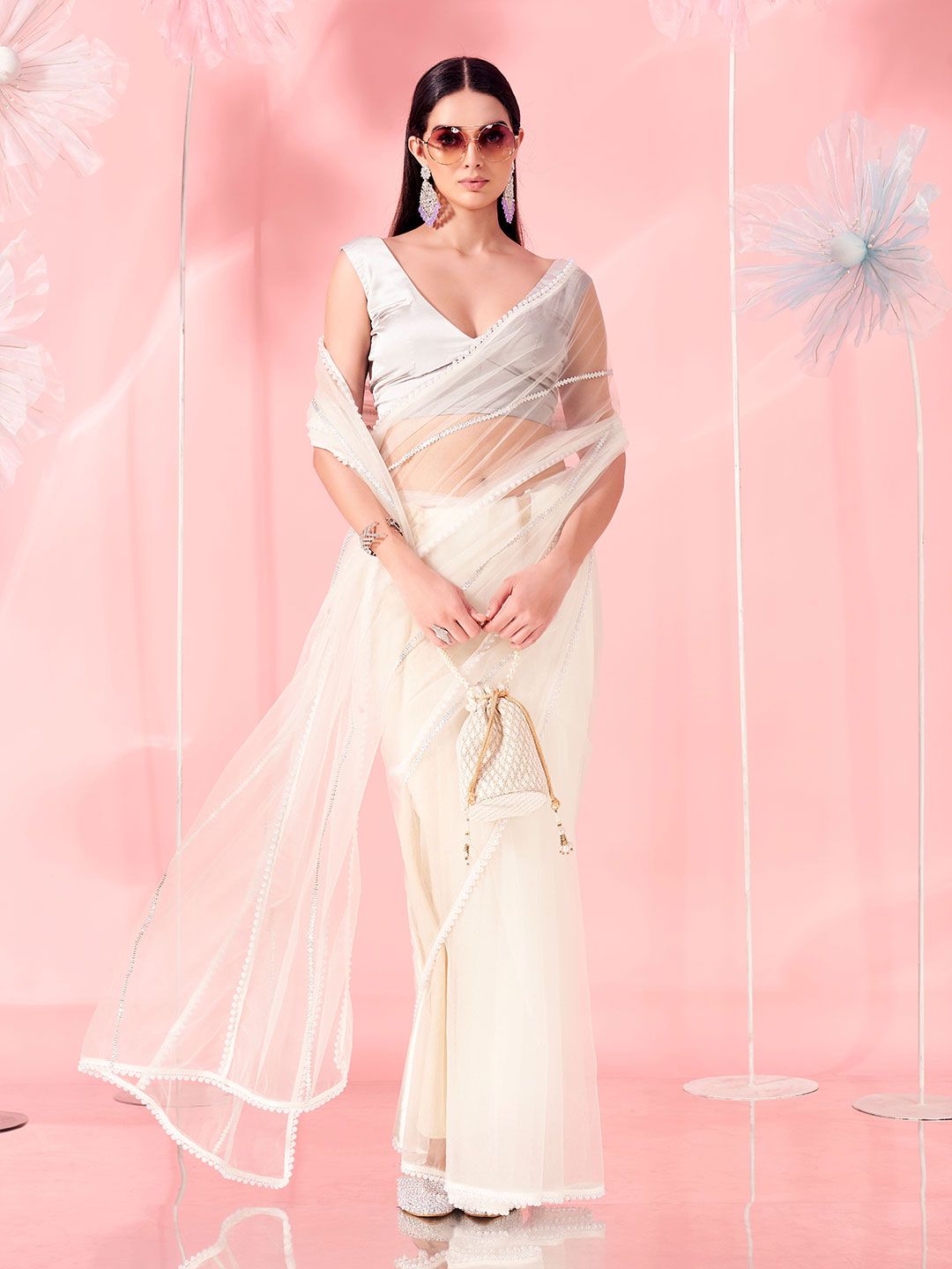Tikhi Imli Embellished Beads and Stones Saree