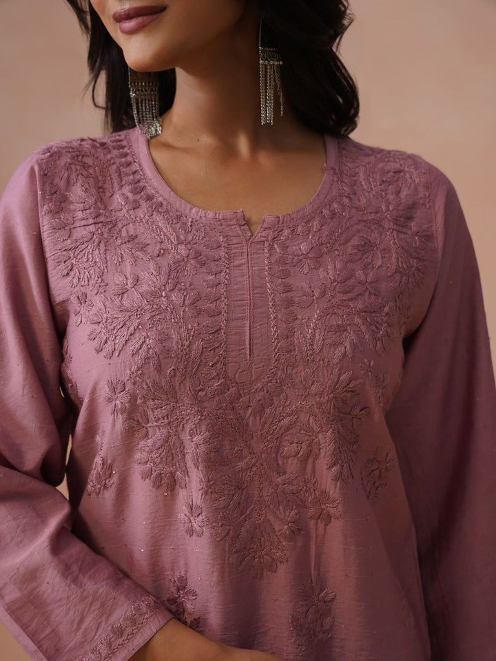 Rumah Wanita Chikankari Sulam Kurta Chikankari