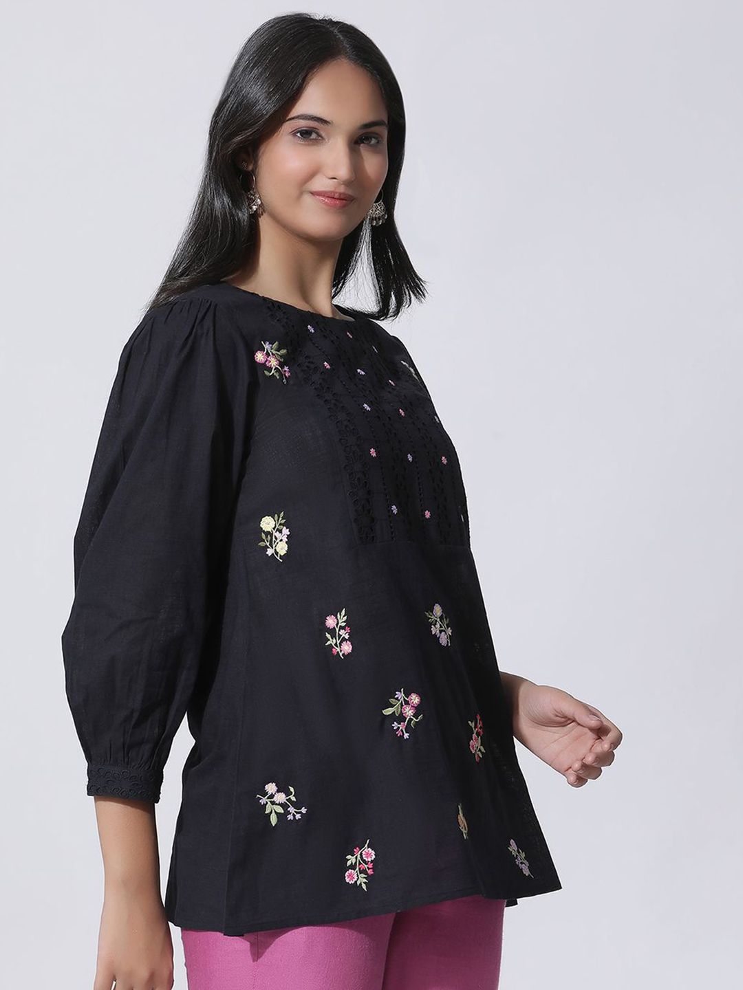 W Floral Print Cotton Top