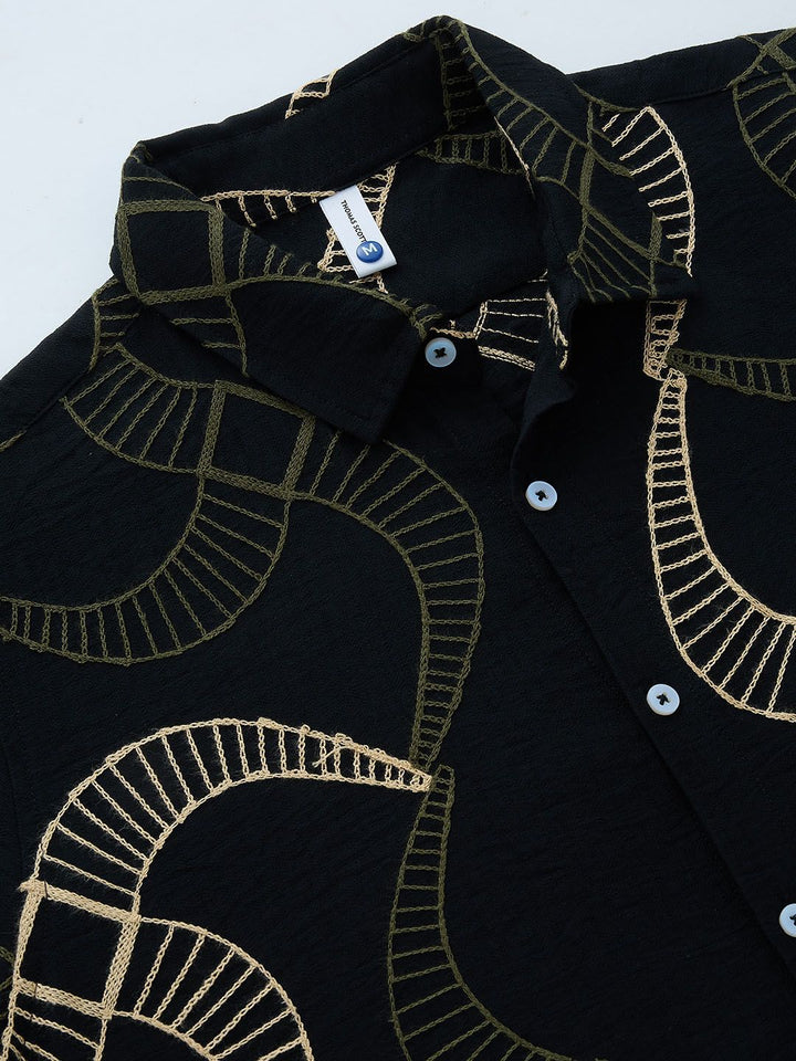 Thomas Scott Men Embroidered Regular Fit Casual Shirt