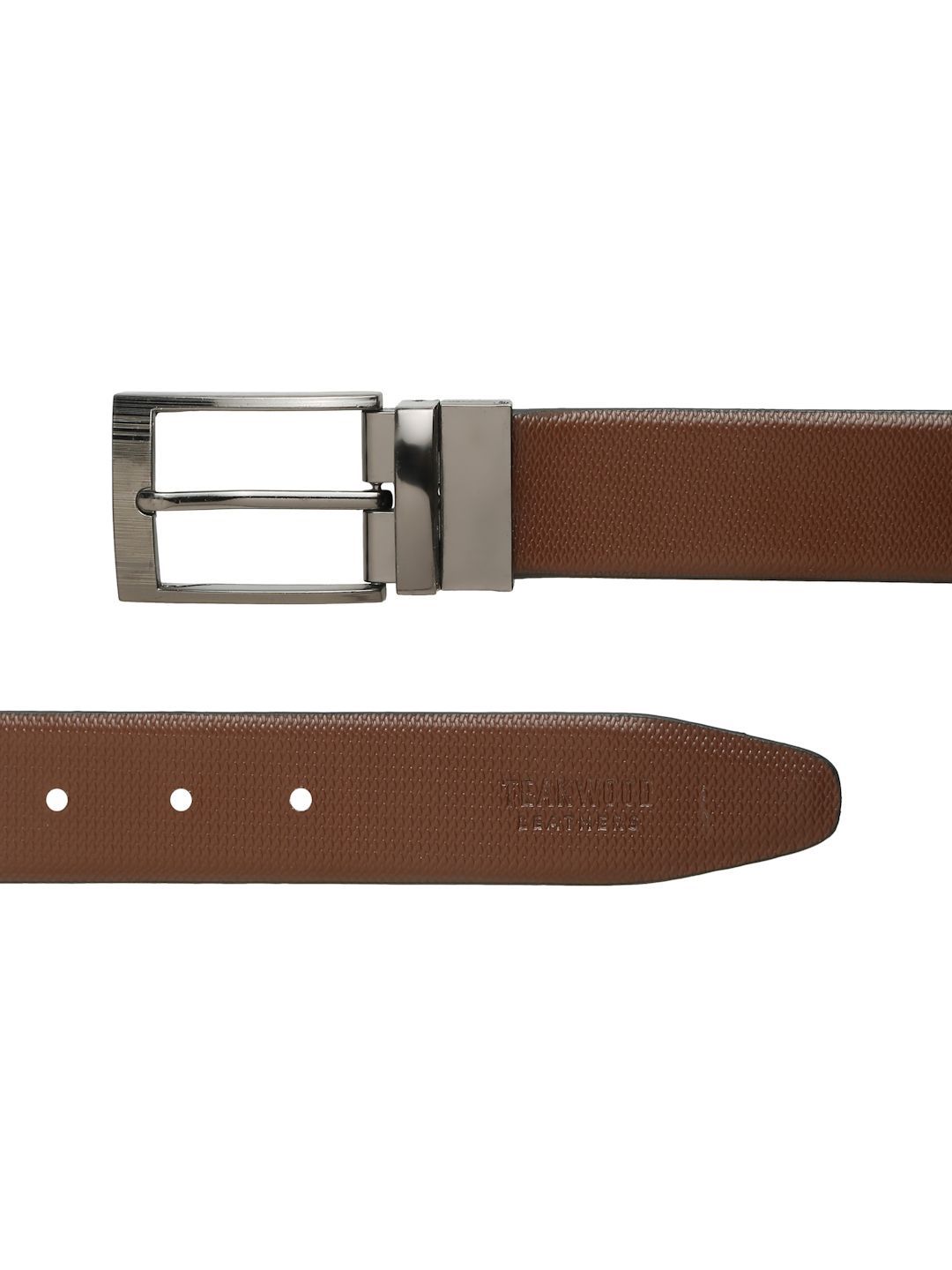 Teakwood Leathers Men Textured Leather Reversible Formal Belt