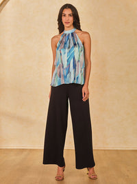 AND Women Abstract Printed Halter Neck Top
