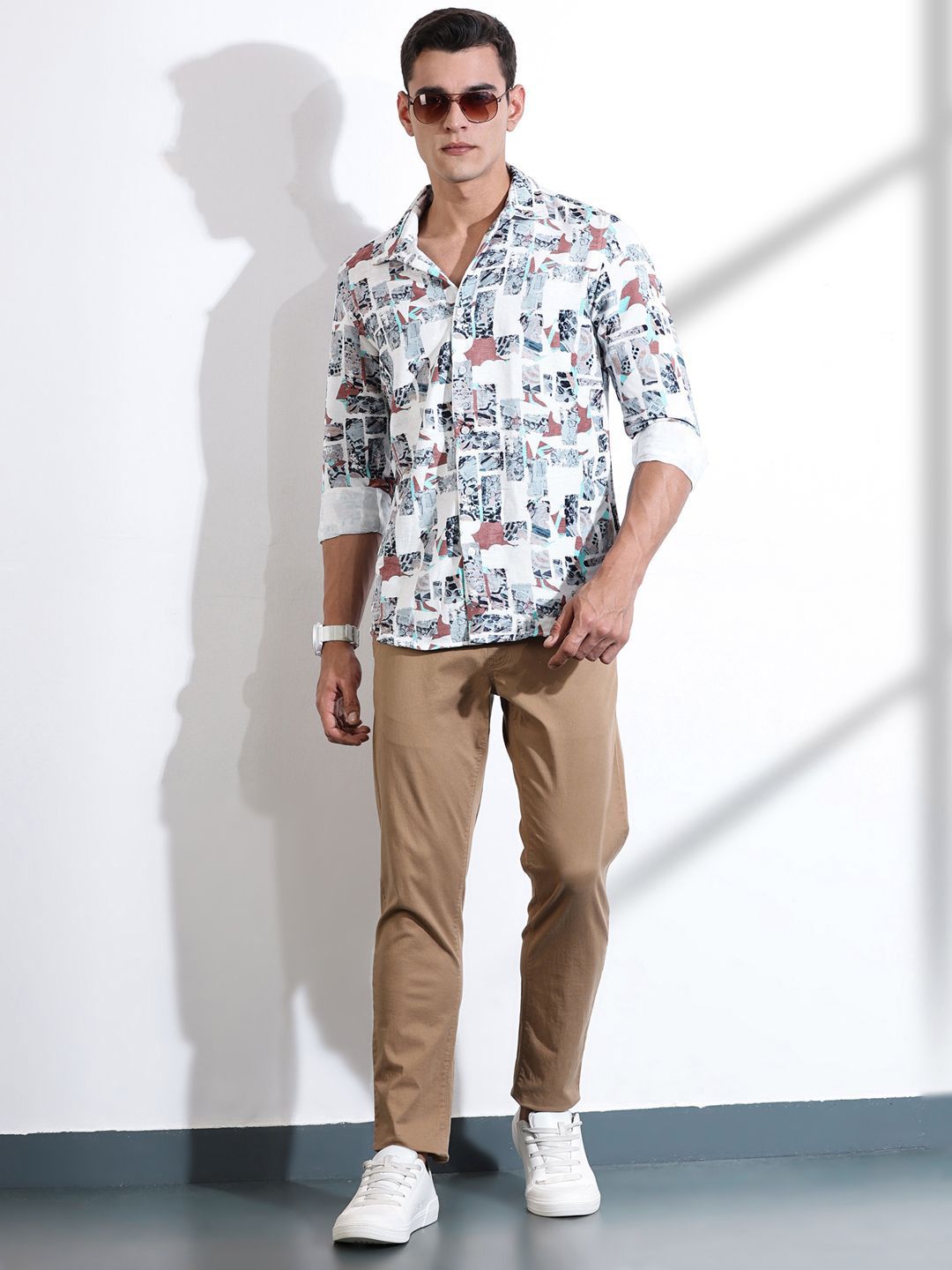 Thomas Scott Men Classic Slim Fit Opaque Printed Casual Shirt