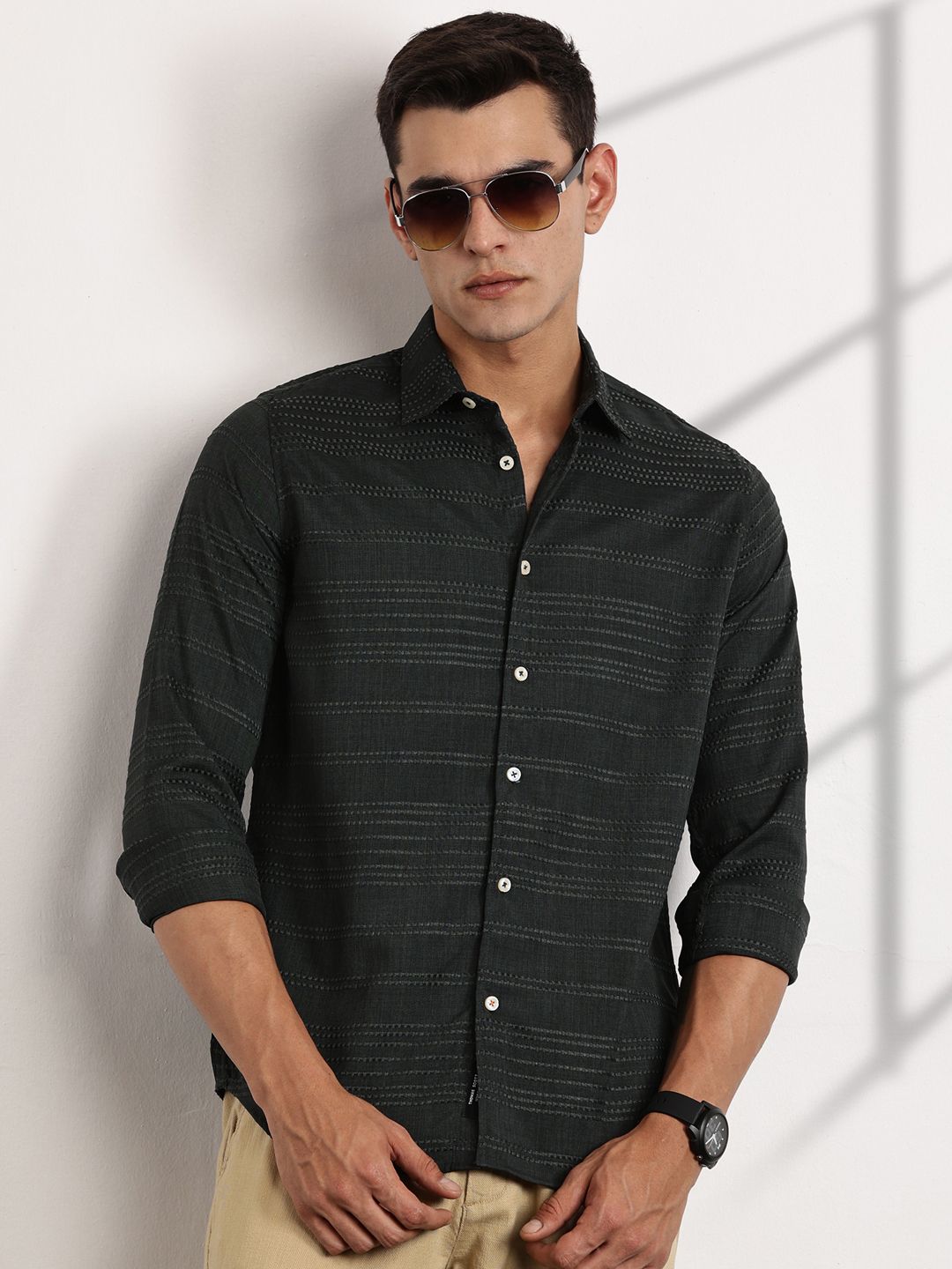 Thomas Scott Men Premium Slim Fit Opaque Casual Shirt
