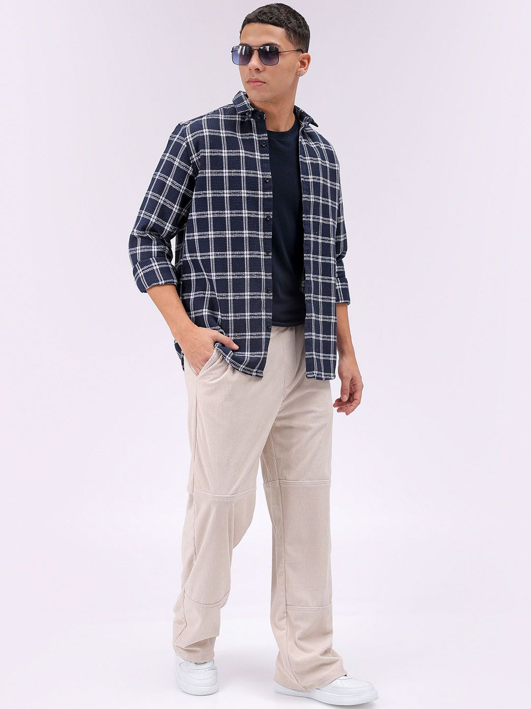 The Indian Garage Co Men Relaxed Fit Checked Textured Resortwear Shirt