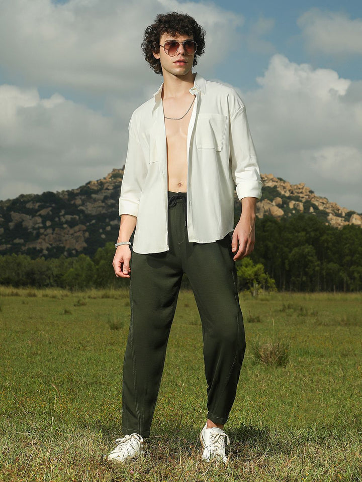 Campus Sutra Men Relaxed Fit Mid-Rise Trousers