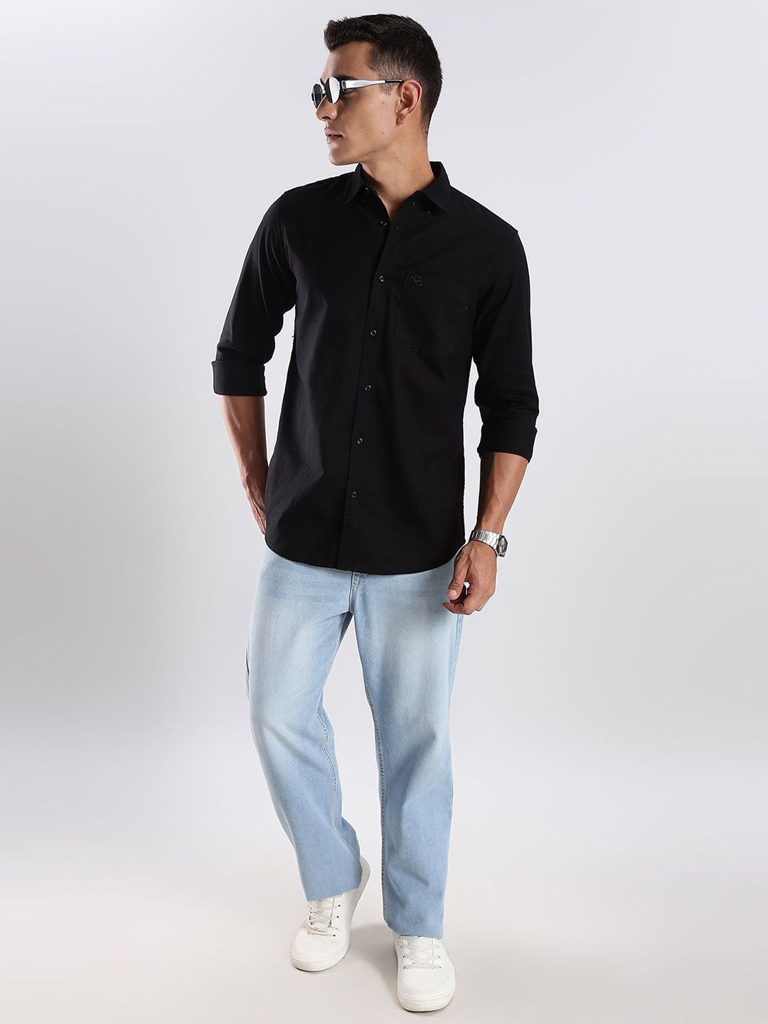 ADRO Men Standard Fit Solid Button-Down Collar Casual Shirt