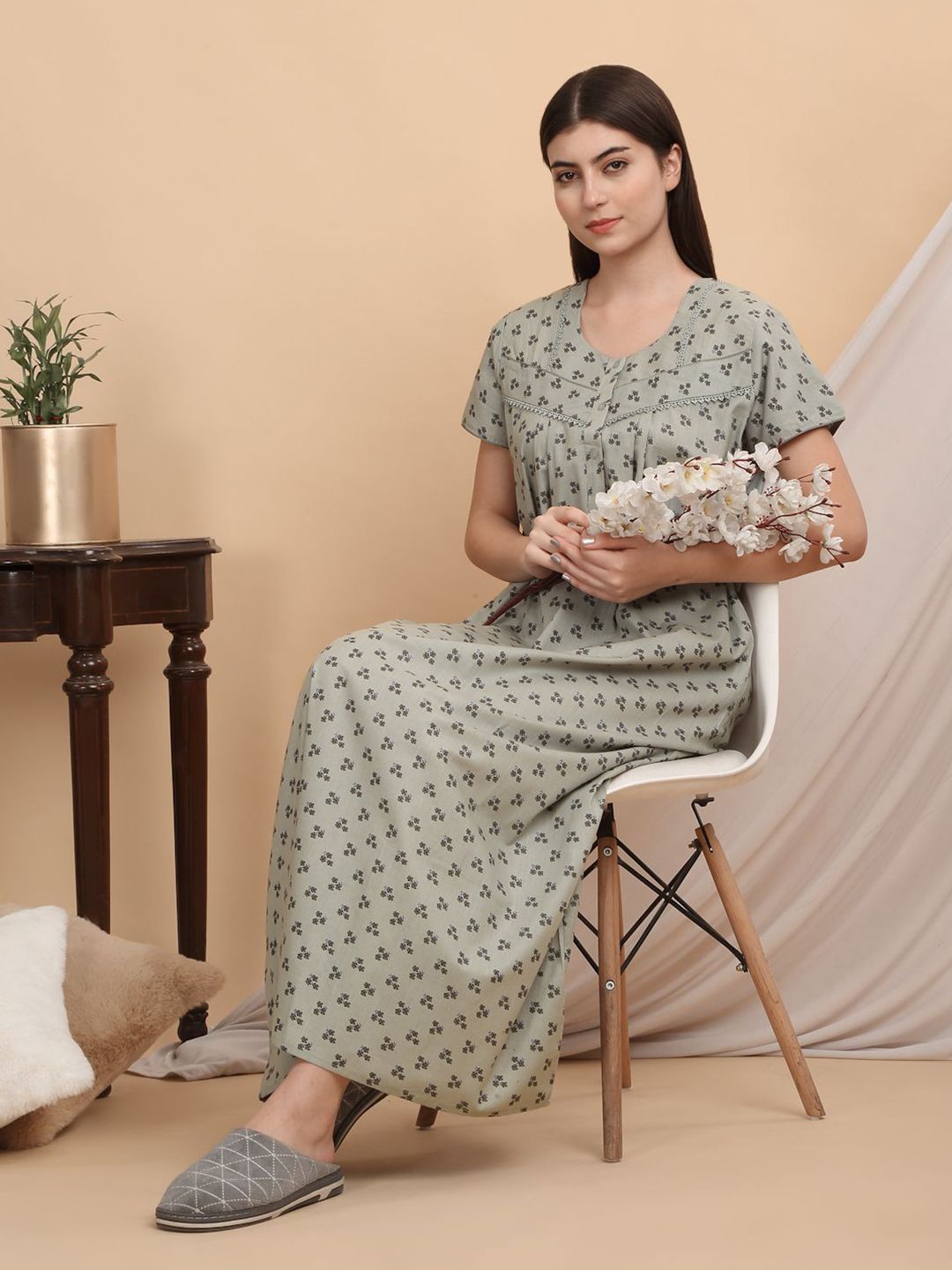 Sweet Dreams Women Floral Printed Maxi Nightdress