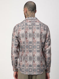 VASTRADO Men Classic Fit Spread Collar Abstract Printed Cotton Casual Shirt