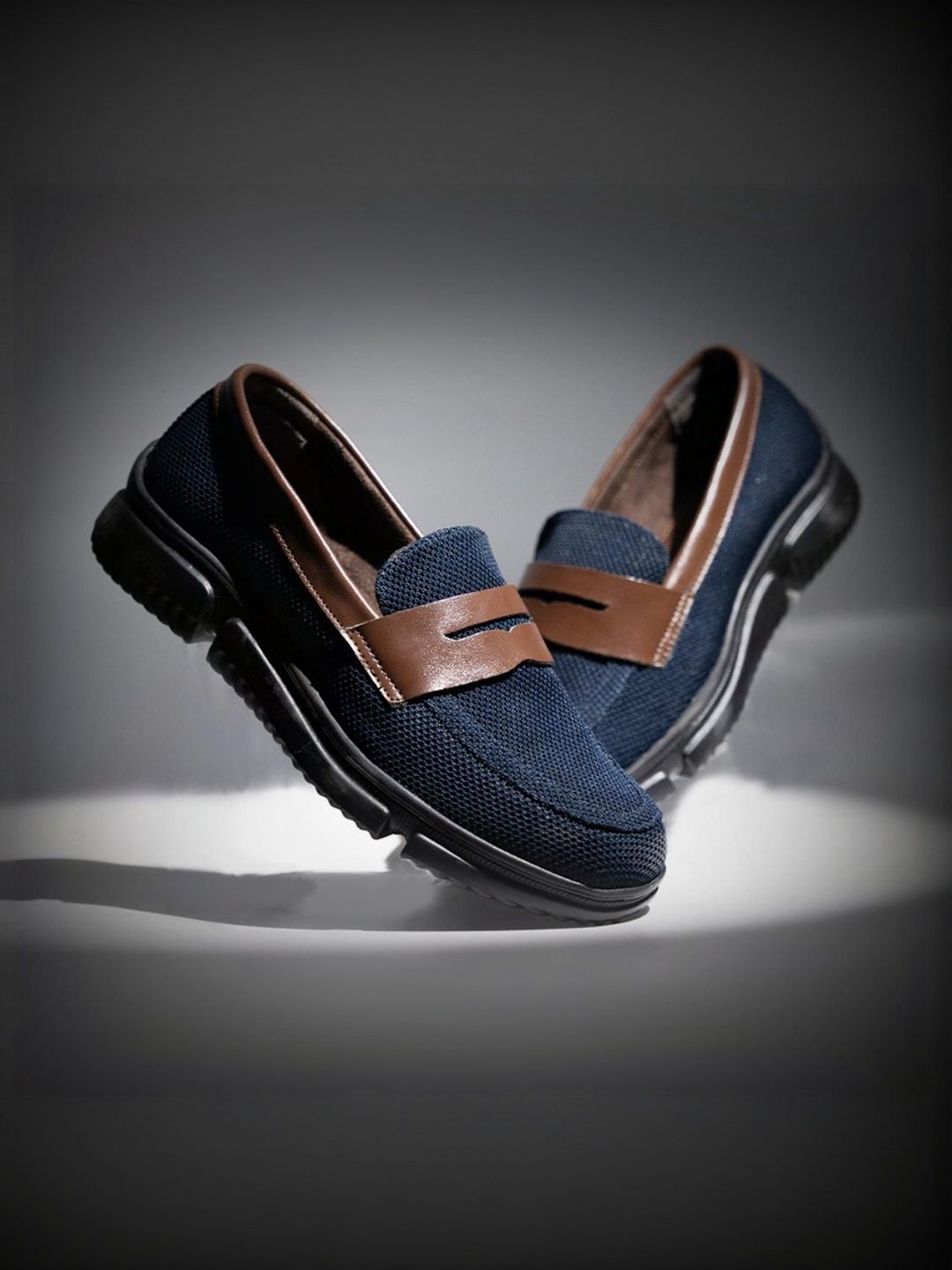 MONKSTORY Gravity Lift Supreme Comfort Mesh Slip-On Sneakers - Navy & Brown