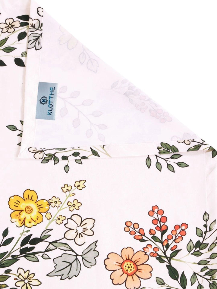 KLOTTHE Multicoloured Floral 400 TC King Bedsheet with 2 Pillow Covers