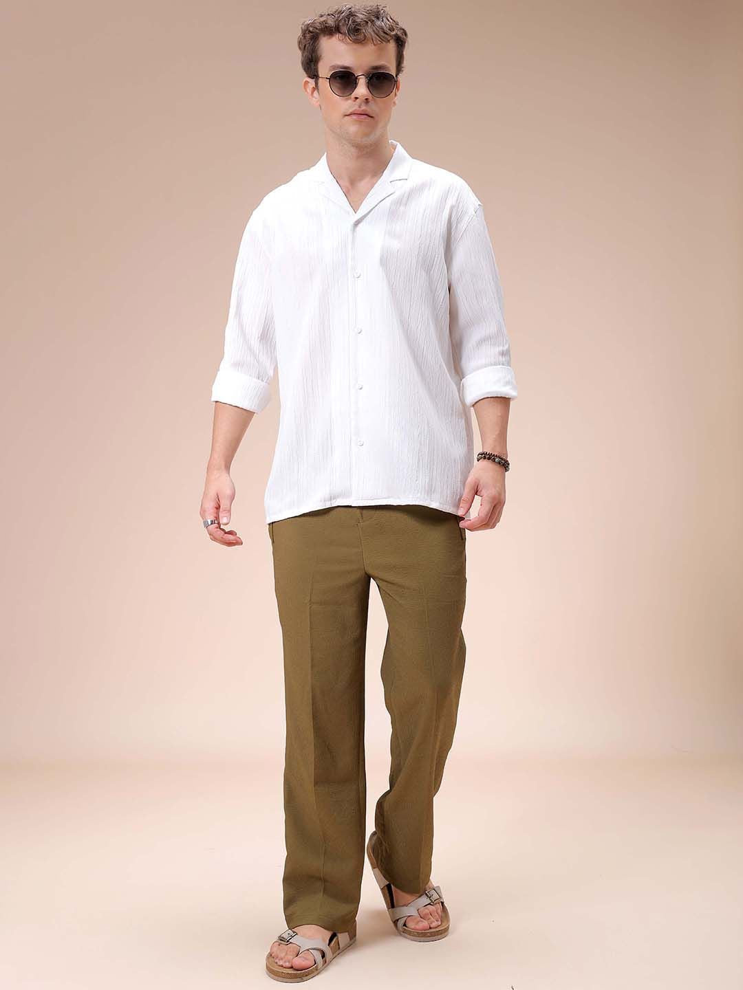 The Indian Garage Co Men Relaxed Fit Dobby Textured Resortwear Shirt