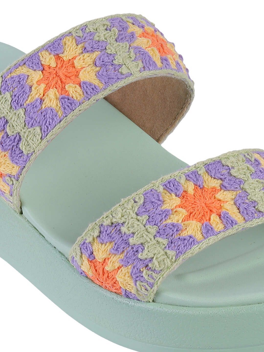 Metro Women Embroidered Open Toe Flats