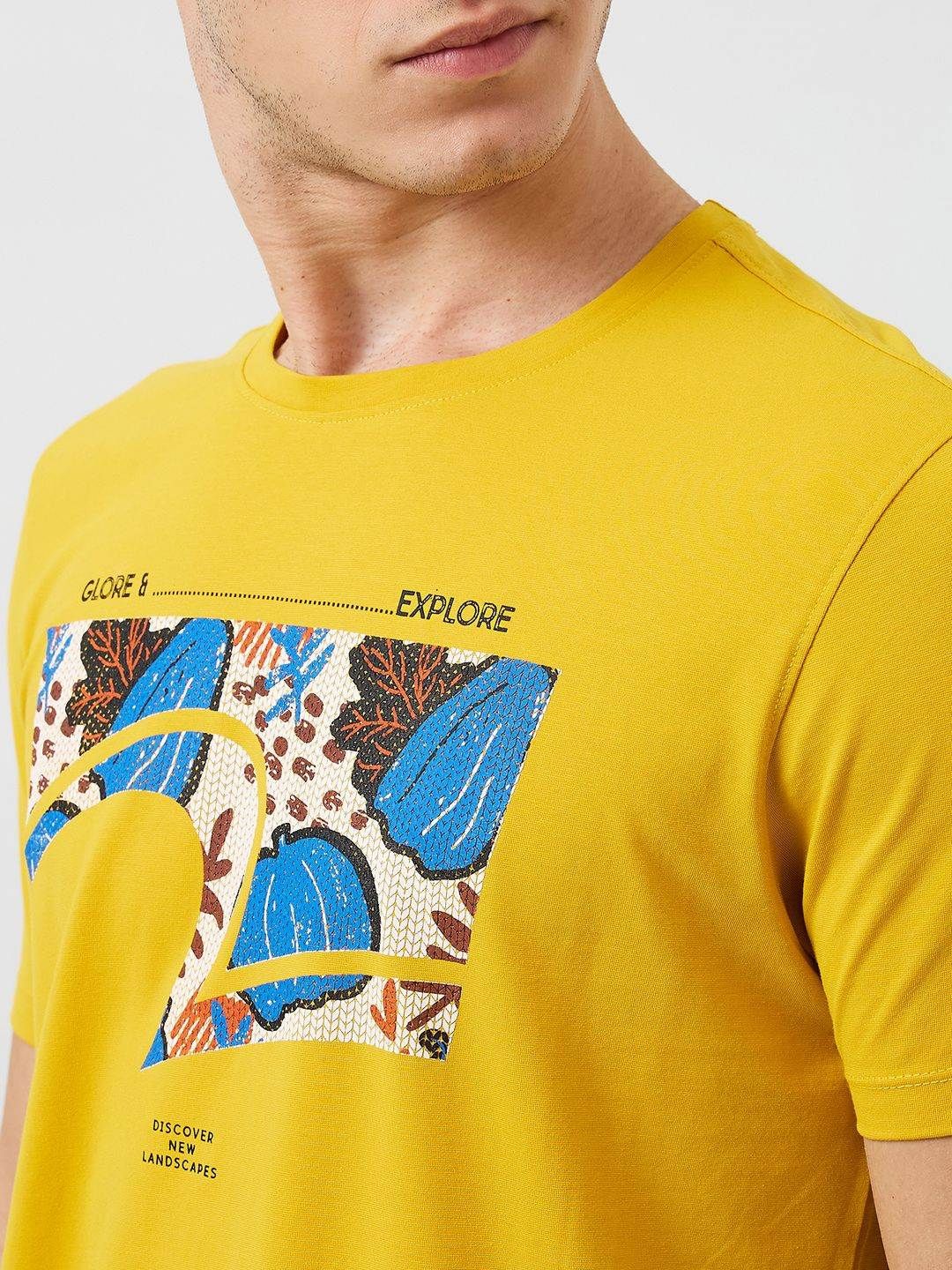 SPYKAR Men Graphic Printed Round Neck Cotton Slim Fit T-shirt