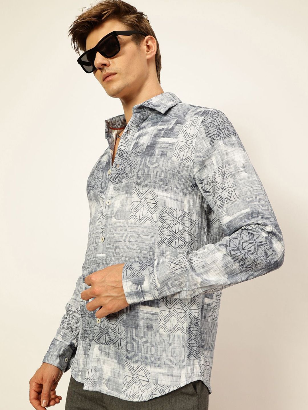 Thomas Scott Men Premium Slim Fit Opaque Printed Casual Shirt