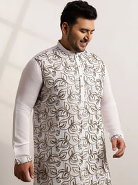 SOJANYA PLUS Men Ethnic Motifs Embroidered Regular Thread Work Kurta with Pyjamas