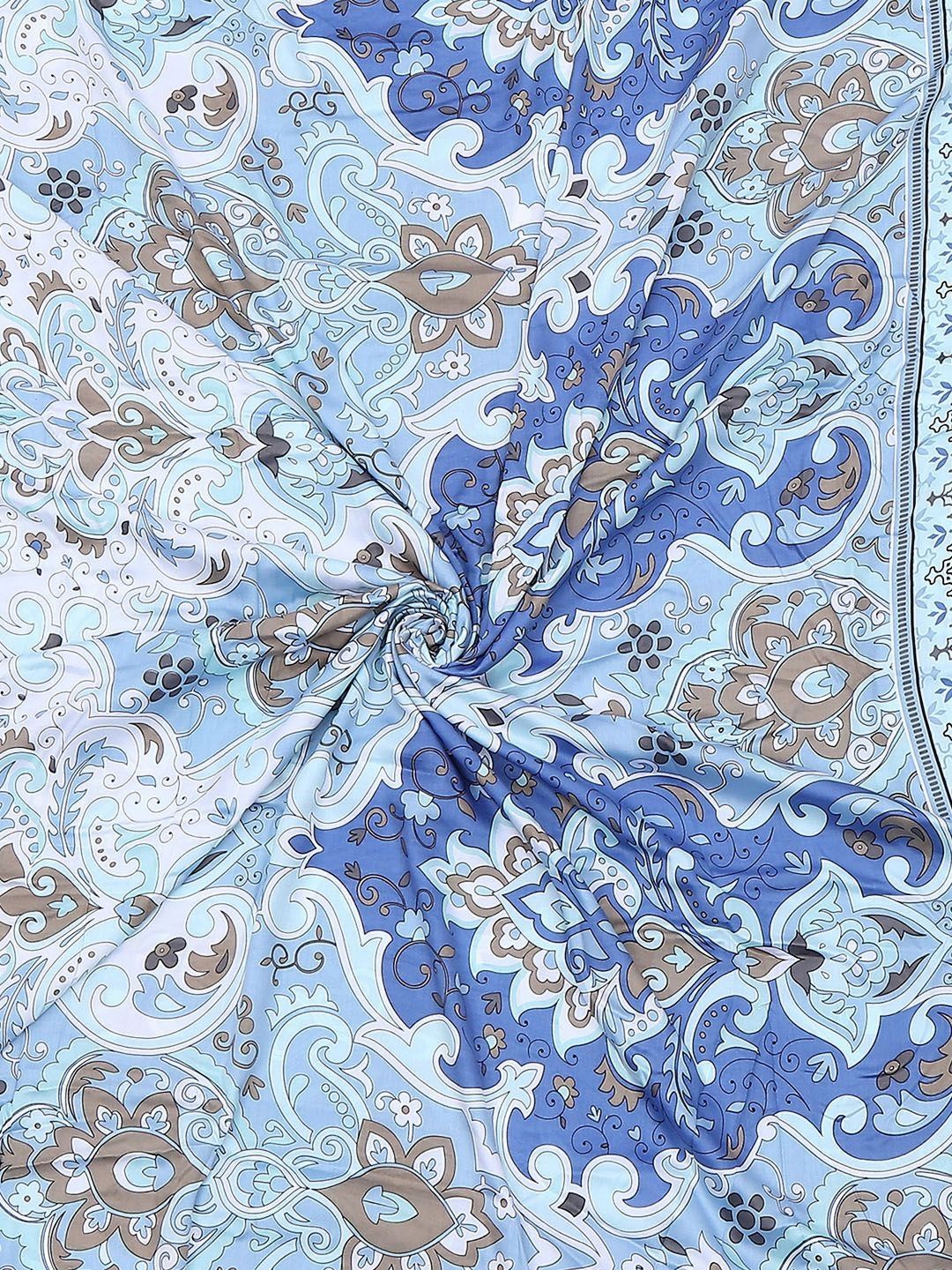 Monte Carlo Blue & White Ethnic Motifs Mild Winter 210 GSM Double Bed Duvet Cover