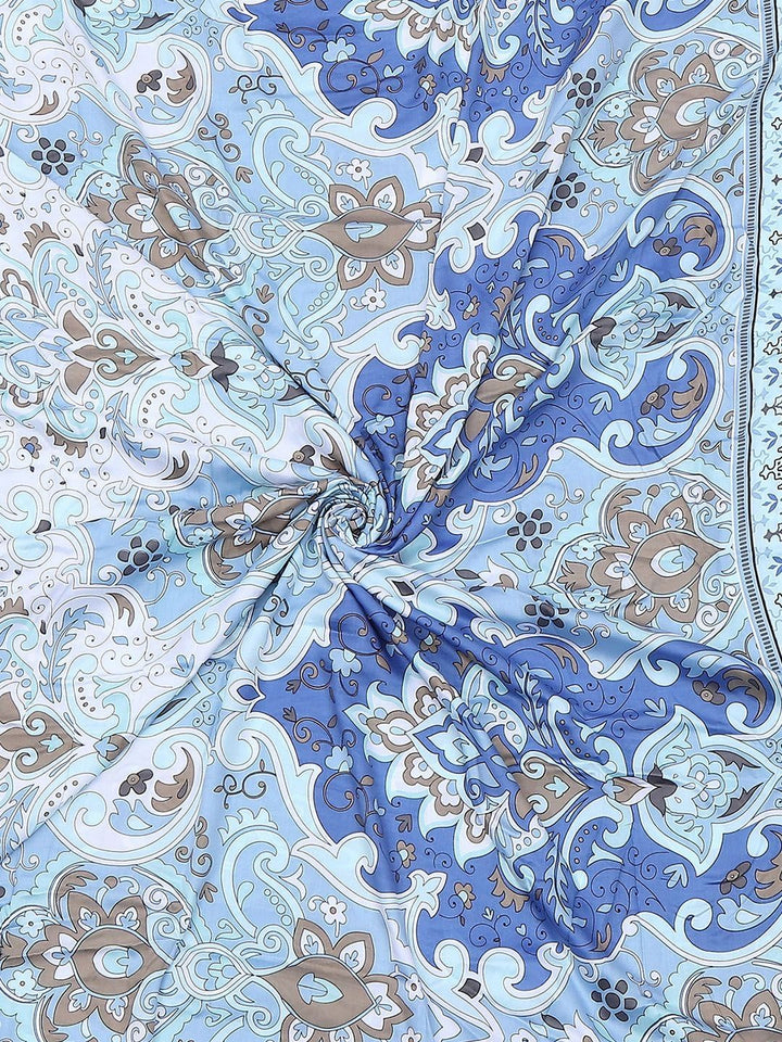 Monte Carlo Blue & White Ethnic Motifs Mild Winter 210 GSM Double Bed Duvet Cover