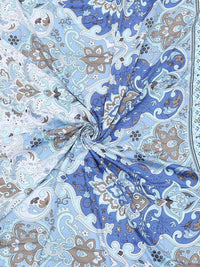 Monte Carlo Blue & White Ethnic Motifs Mild Winter 210 GSM Double Bed Duvet Cover