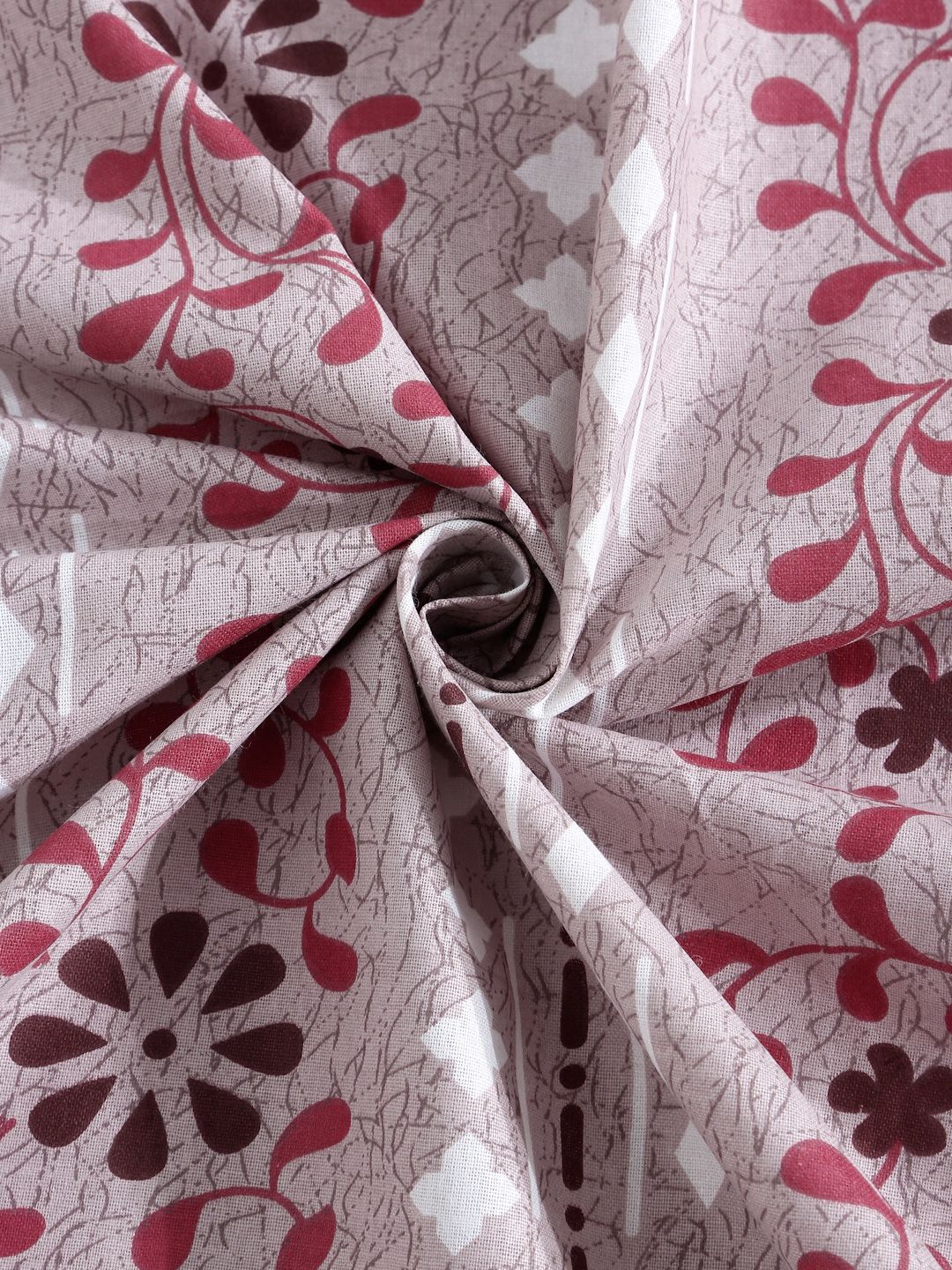 Myntra Elegant Homes Pink Floral 400 TC Fitted Cotton King Bedsheet Set 2.50 m x 2.25 m