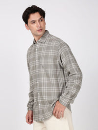 Bene Kleed Men Windowpane Checks Checked Spread Collar Casual Shirt