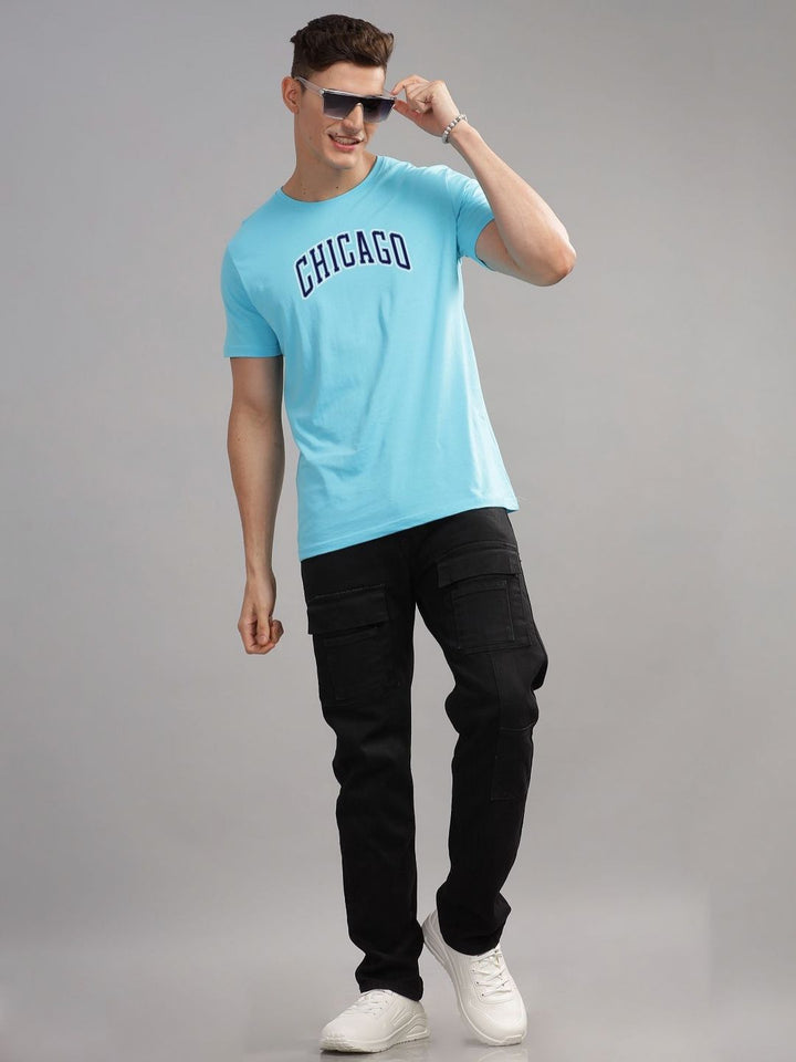 ADRO Men Typography Printed Raw Edge T-shirt